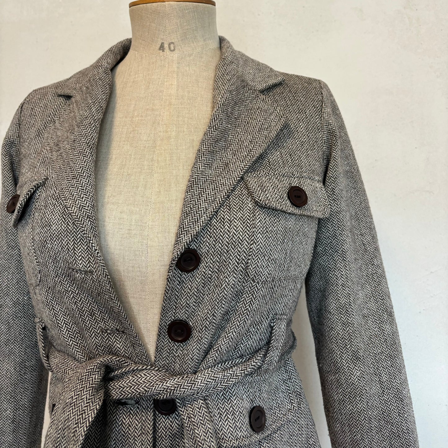 Herringbone belted blazer (XS)