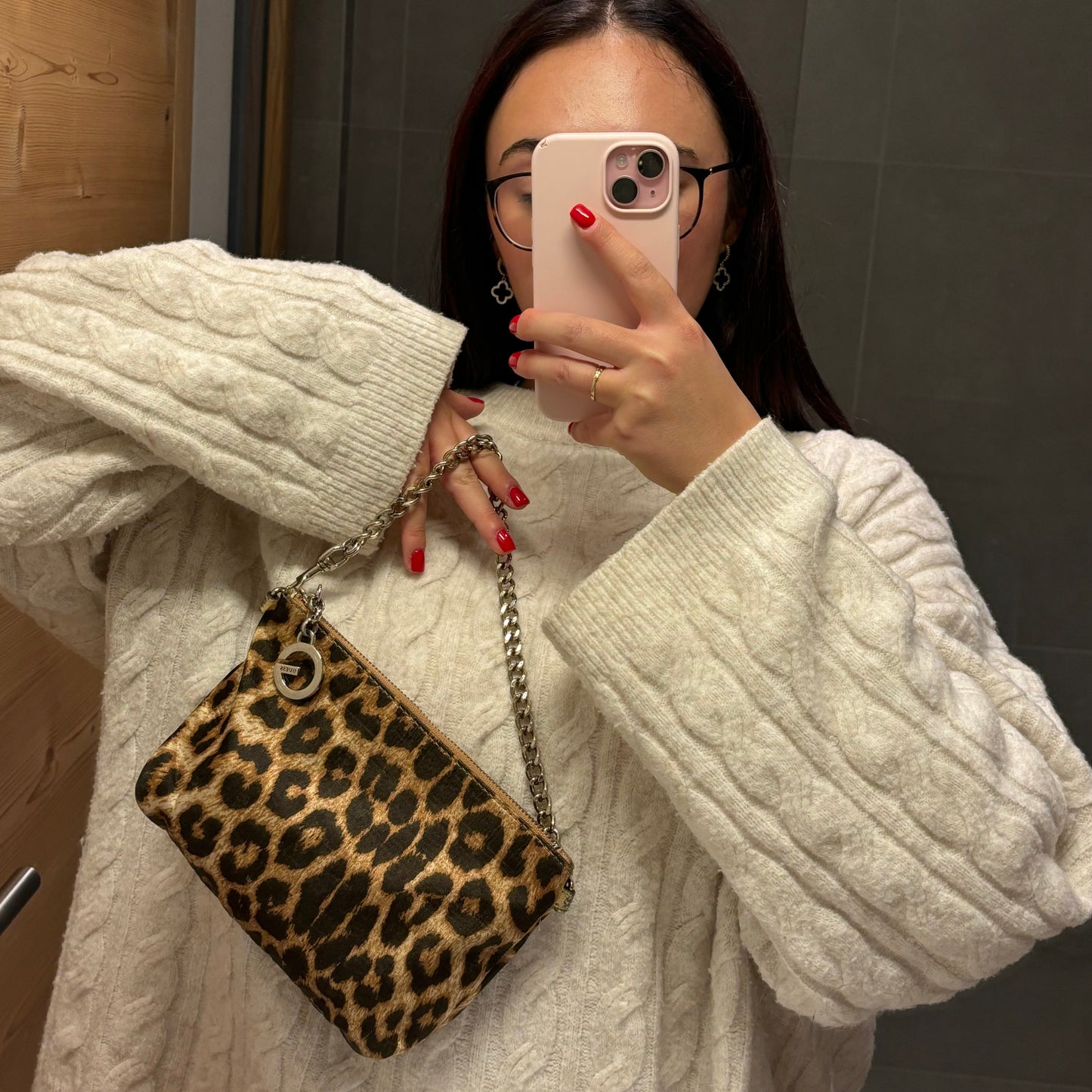 Guess Satin Leopard Purse