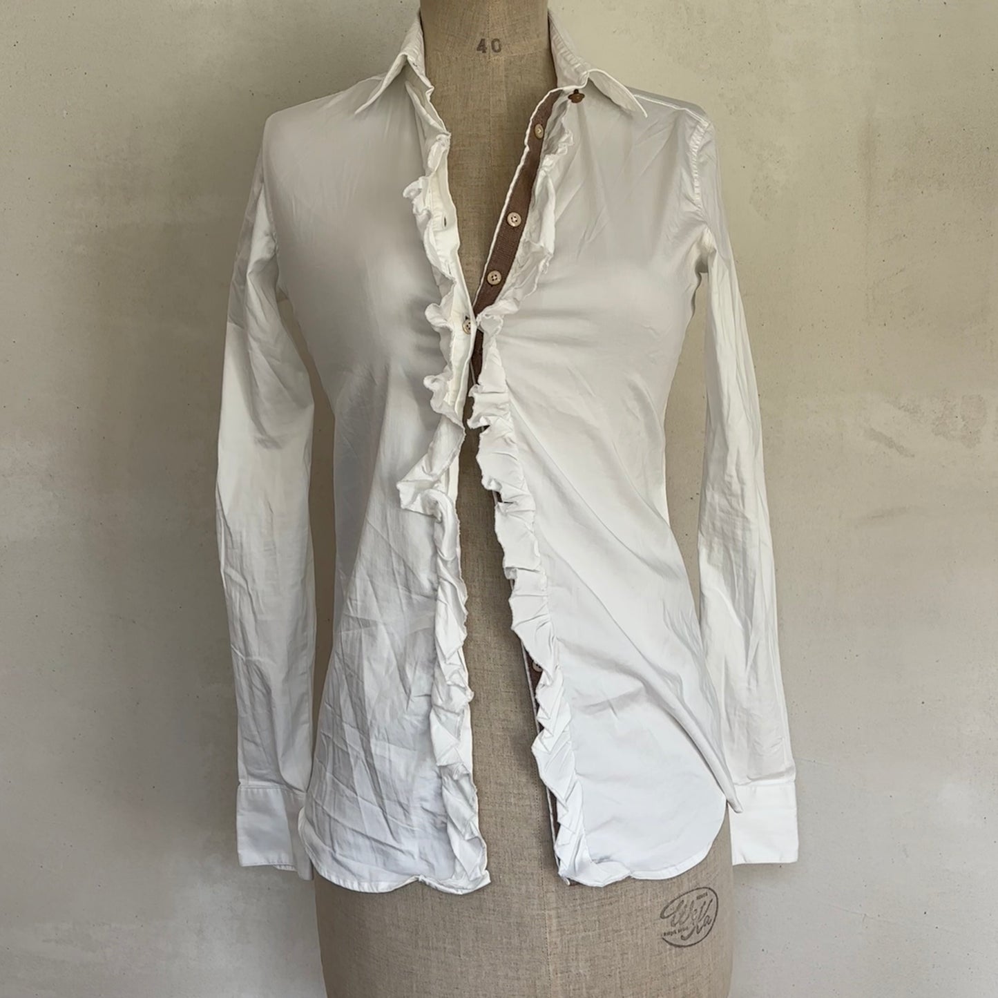 White Ruffle Blouse (S/M)