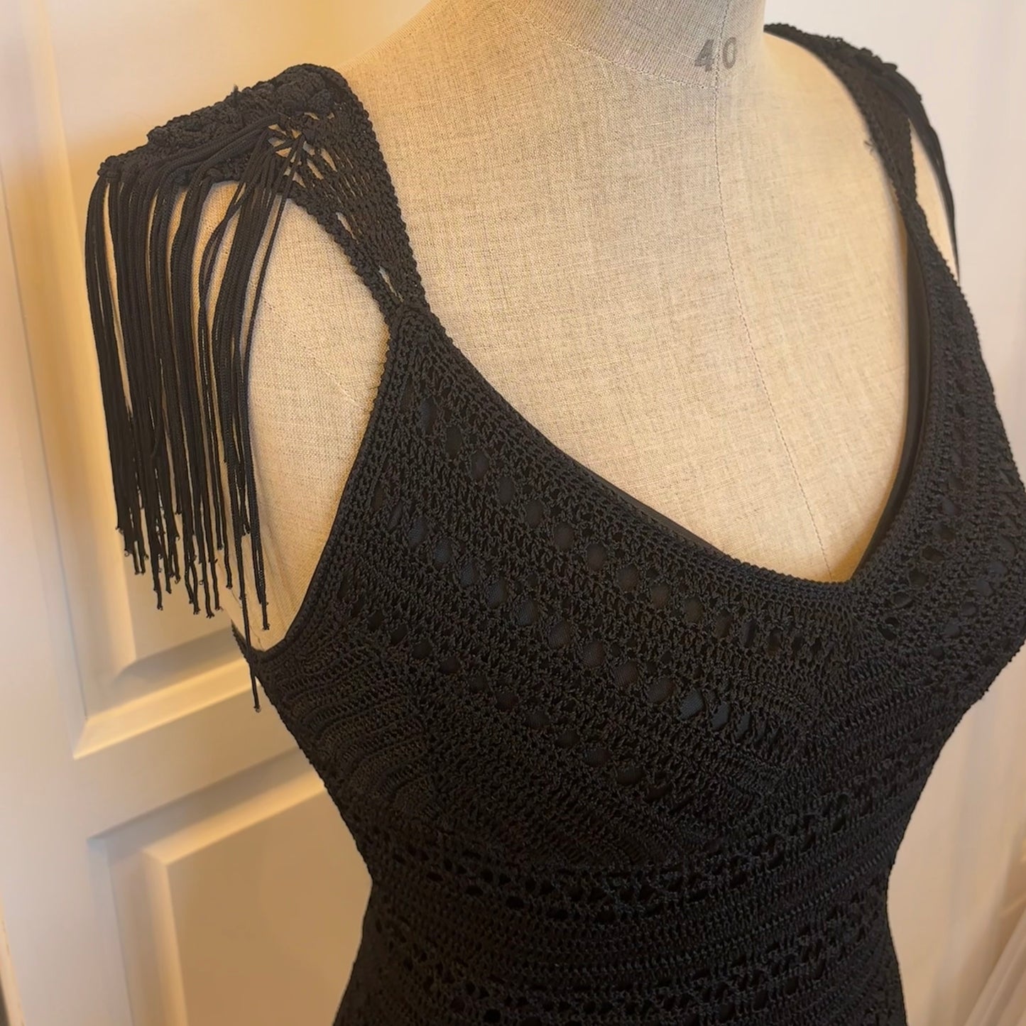 Black tassle top (S)