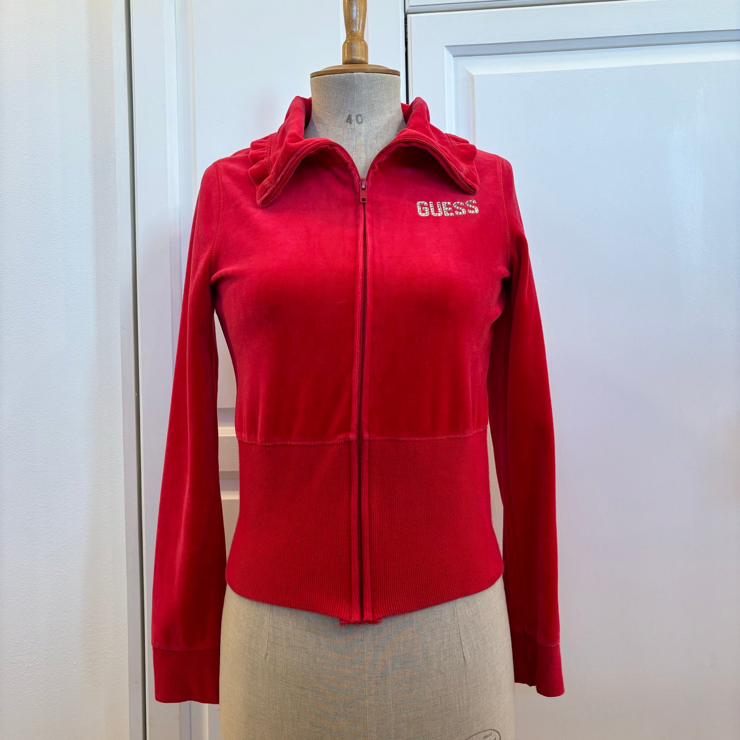 Guess Red Velour Jacket (S/M)