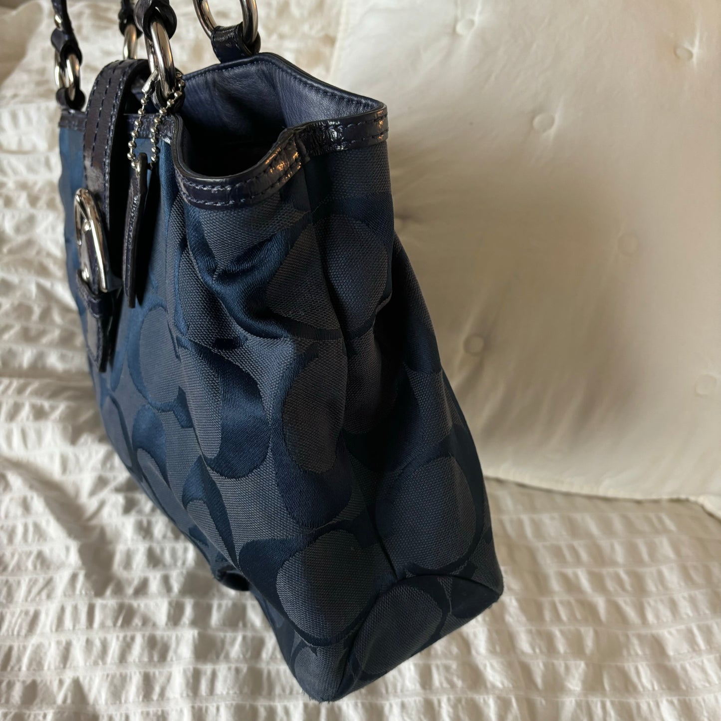 Coach Monogram Navy Tote