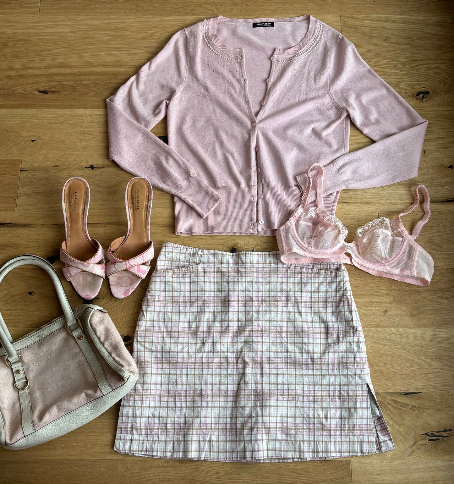 Pink/ brown Plaid Skirt (S)